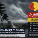 Frente fria avança pelo Paraná com temporais e massa de ar polar derruba temperaturas ao longo da semana