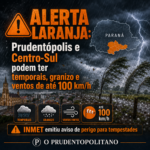 ALERTA LARANJA: Prudentópolis e Centro-Sul podem ter temporais, granizo e ventos de até 100 km/h