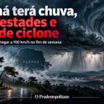 ALERTA NO PARANÁ: novo ciclone pode provocar temporais, ventos de até 100 km/h e chuvas intensas no fim de semana